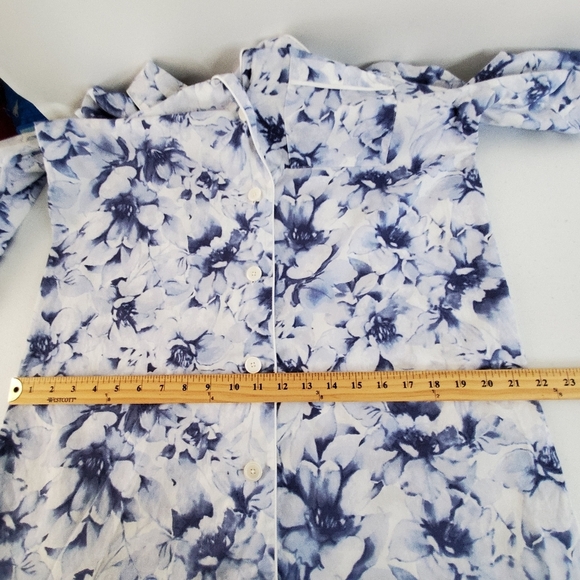 Haven Well Within Organic True Cotton Sleep Shirt Med Blurred Floral Button-up - Picture 11 of 13